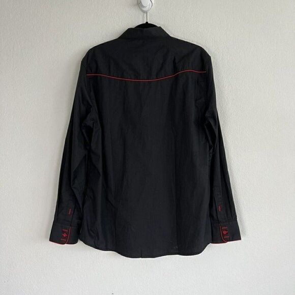 Coofandy Mens Button Front Shirt Western American Flag Long Sleeve Collar Large - Picture 3 of 10